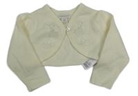 Smetanové propínací svetrové bolérko s krajkovými květy Monsoon