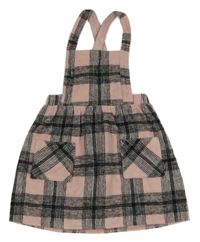 Světlerůžovo-černé kostkované vlněné šaty Matalan