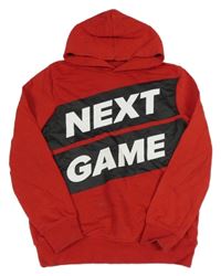 Červeno-černá mikina s nápisy a kapucí C&A