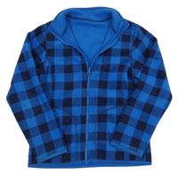 Modro-tmavomodrá kostkovaná fleecová thermo bunda TCM
