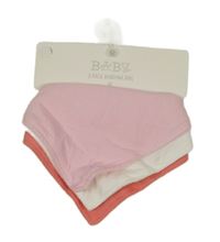 Nové - 3x - Mušelínový šátek/slinták - Světlerůžový, bílý, jahodoivý