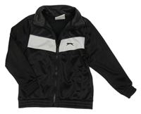 Černo-bílo-tmavošedá propínací sportovní mikina s logem Slazenger