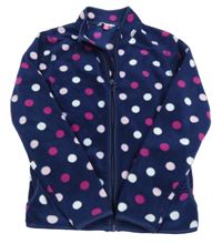 Tmavomodrá puntíkatá fleecová propínací mikina KIDS