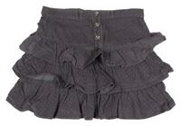 Tmavošedo/růžová puntíkatá manšestrová sukně s volánky TU