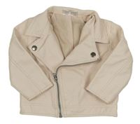 Světlepudrový koženkový jarní křivák s límečkem Ergee