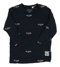 Tmavomodré triko s nápisy a smajlíkem name it.