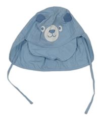 Světlemodrá plátěná plážová zavazovací kšiltovka s medvídkem Ergee