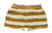 Hnědo-bílé pruhované cargo teplákové kraťasy 