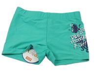 Nové - zelenotyrkysové nohavičkové plavky s piraní a chobotnicí a nápisy Pierre Robert