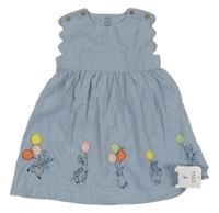 Nové - světlemodré melírované šaty s králíčky - Peter Rabbit M&S