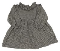 Černo-světlepudrové vzorované šaty s volánkem Next