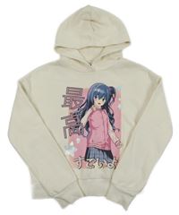 Smetanová teplá crop mikina s dívkou a kapucí C&A