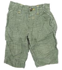 Khaki melírované capri lněné kalhoty Next