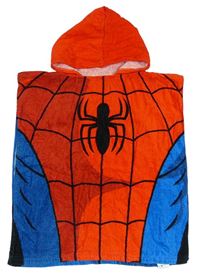 Červeno-modré froté osuškové pončo Spiderman s kapucí Marvel