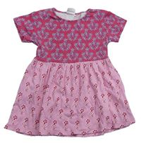 Růžovo-tmavorůžové šaty s kytičkami Zara