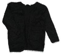 Černý chlupatý svetrový cardigan H&M