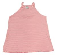 Bílo-neonově růžový pruhovaný žebrovaný top Zara