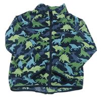 Tmavomodrá fleecová propínací mikina s dinosaury H&M