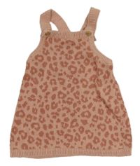 Růžové pletené laclové šaty s leopardím vzorem F&F
