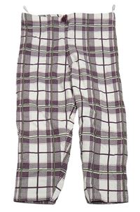 Bílo-vínovo-khaki kostkované legíny C&A