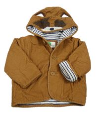 Hnědá manšestrová zateplená bunda s kapucí - pes Mini Boden