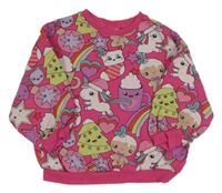 Fuchsiová oversize mikina s obrázky Next