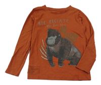 Hnědé triko s gorilou Tu