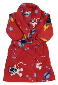 Červený fleecový župan s vesmírným motivem Primark