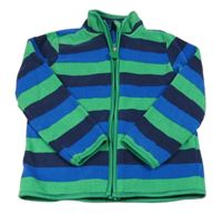 Zeleno-modro-tmavomodrá pruhovaná fleecová propínací mikina TCM