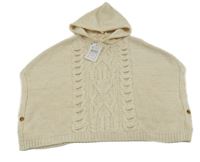 Nové - Béžové třpytivé svetrové pončo s kapucí Sfera