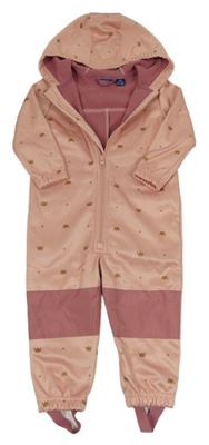 Růžová softshellová kombinéza s korunkami a kapucí Lupilu