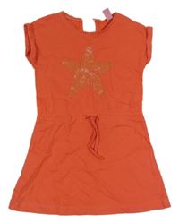 Jahodové teplákové šaty s hvězdou