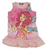 Růžová bavlněná šatová tunika s vílou - Mia a já