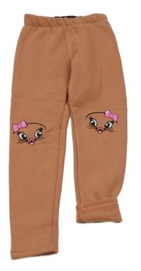 Hnědé zateplené legíny s čumáky s flitry