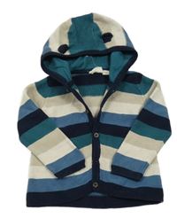 Barevný pruhovaný propínací svetr s kapucí Lupilu