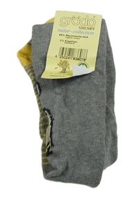 Nové - Šedo-žluté pruhované punčocháče s včelou