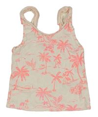 Smetanový žebrovaný top s palmami M&S