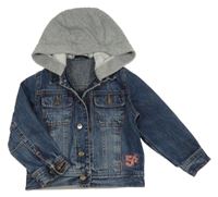 Tmavomodrá riflová bunda s teplákovou kapucí