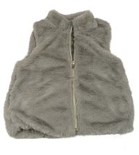 Nové - Šedá kožešinová zateplená vesta Dunnes