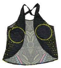 Černý pruhovaný vzorovaný oversize top