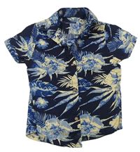 Tmaovmdoro-béžovo-modrá květovaná košile Next