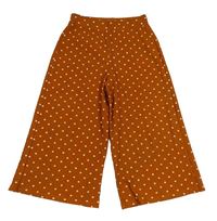Hnědé puntíkaté culottes kalhoty Tu