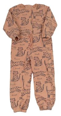Starorůžový teplákový overal s leopardy George