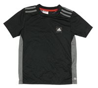 Černo-šedé sportovní funkční tričko s logem Adidas