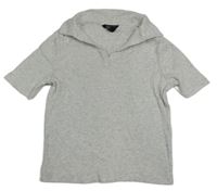 Světlešedé žebrované crop polo tričko New Look