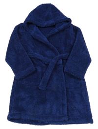 Tmavomodrý chlupatý župan s kapucí zn. Matalan