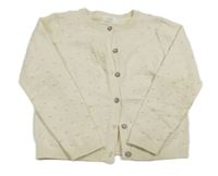 Smetanový propínací lehký svetr s 3D puntíky Next