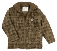 Hnědá kostkovaná šusťáková zimní bunda x-mail