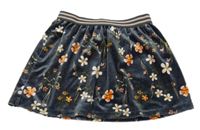 Tmavošedá květovaná sametová sukně hema