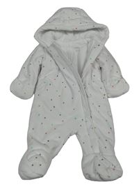 Bílá sametová zateplená kombinéza s hvězdičkami a kapucí M&S